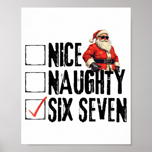 Poster Funny Santa Nice Naughty Six Seven Meme 67 Christm (Devant)
