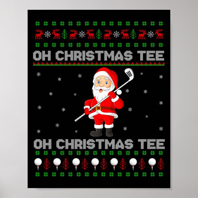 Poster Funny Santa Playing Golf Srts Christmas  (Devant)