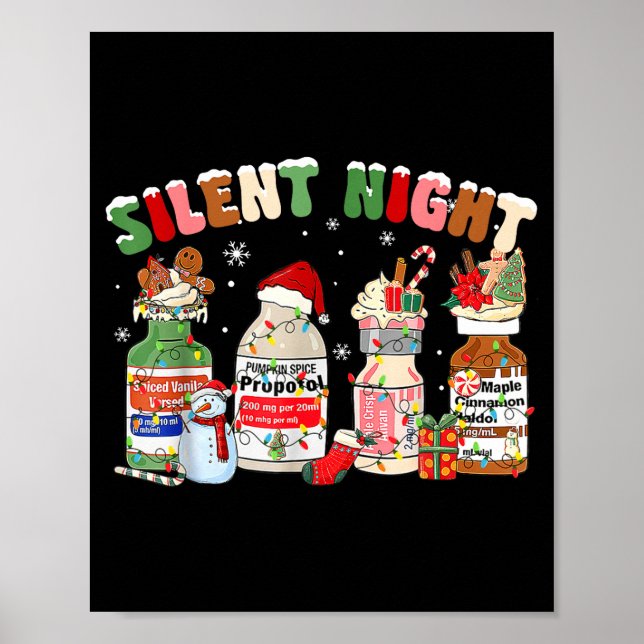Poster Funny Santa Profol Silent Night Icu Nurses Merry C (Devant)