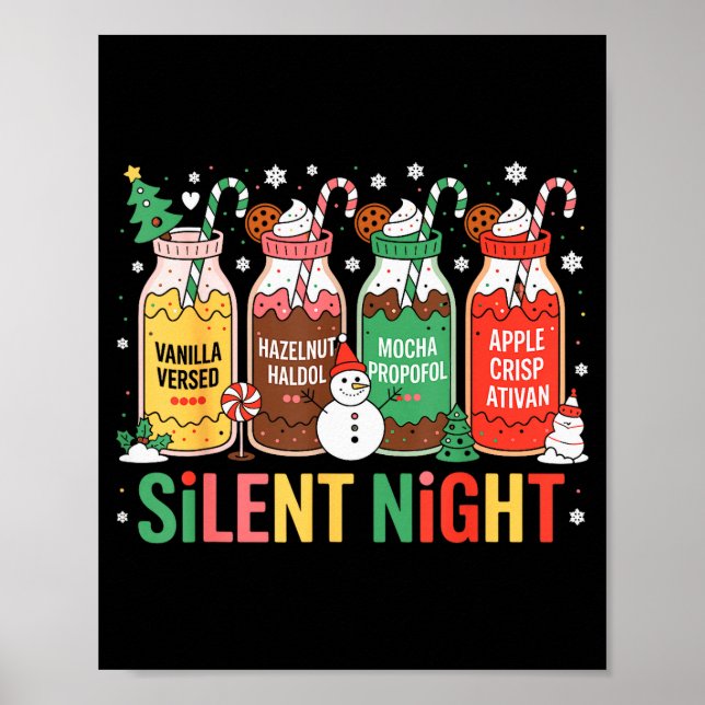 Poster Funny Santa Profol Silent Night Icu Nurses Merry C (Devant)