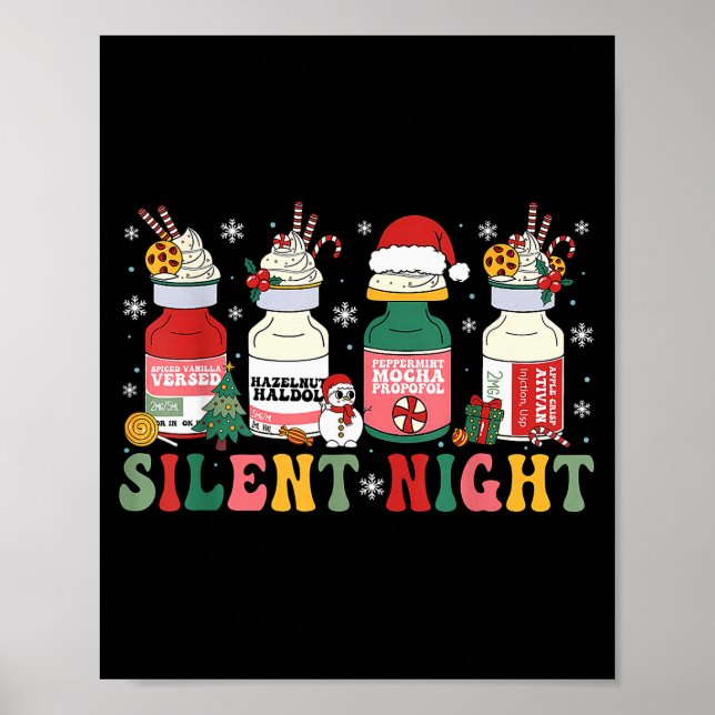 Poster Funny Santa Profol Silent Night Icu Nurses Merry C (Devant)