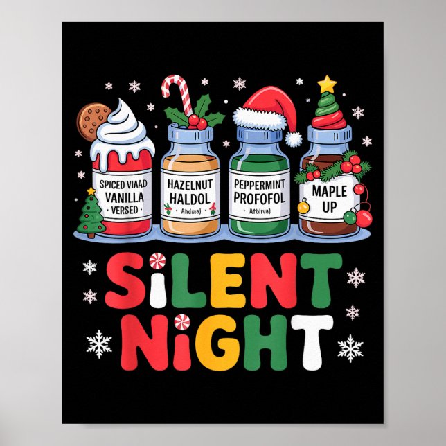 Poster Funny Santa Profol Silent Night Icu Nurses Merry C (Devant)