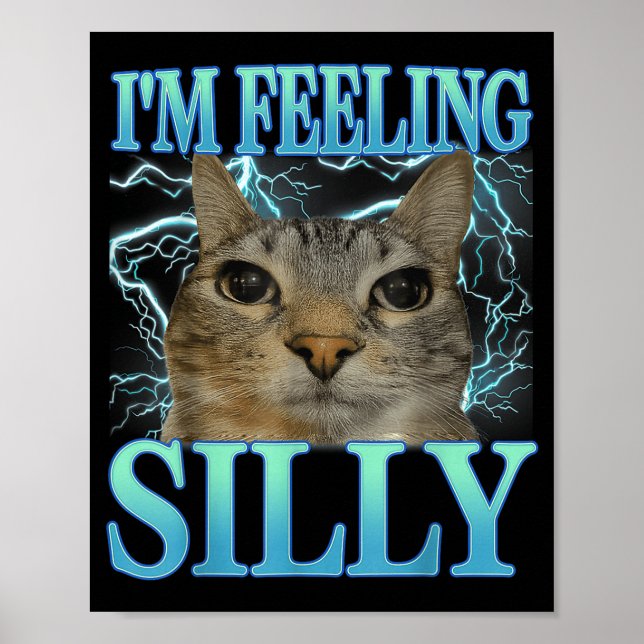 Poster Funny Saying Cat Lover I'm Feeling Silly Cat Meme  (Devant)