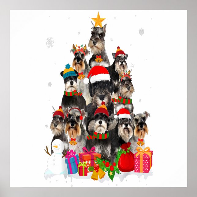 Poster Funny Schnauzer Christmas Tree Pet DOG Lover Gift (Devant)