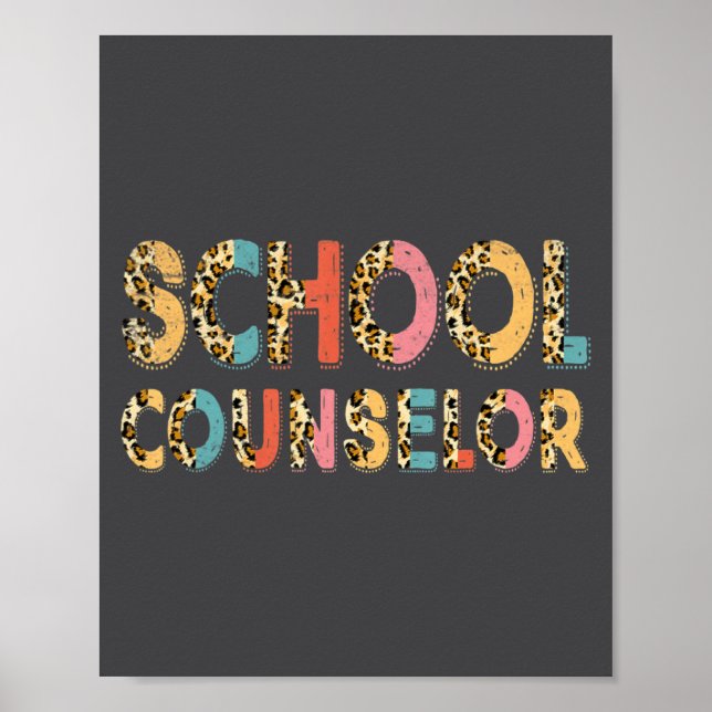 Poster Funny School Counselor Teacher Leopard School Coun (Devant)