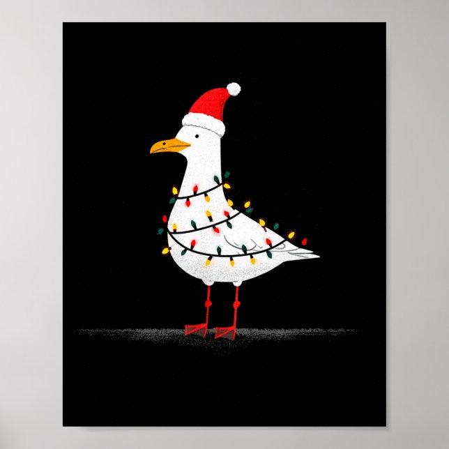 Poster Funny Seagull Christmas Graphics Animal Lights Lov (Devant)