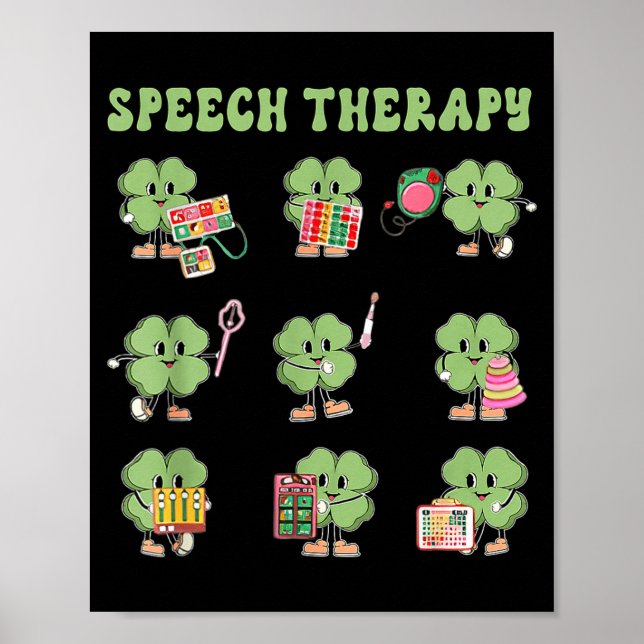 Poster Funny Shamrock Speech Therapy St Patrick's Day Slp (Devant)