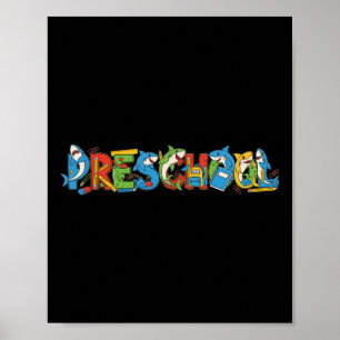 Poster Funny Shark Préscolaire K Retour À L'École Enfants