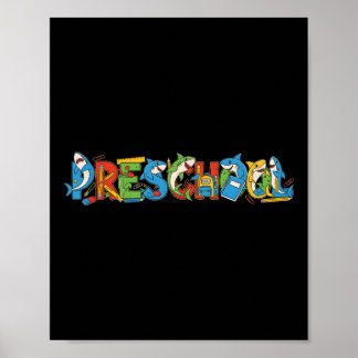 Poster Funny Shark Préscolaire K Retour À L'École Enfants