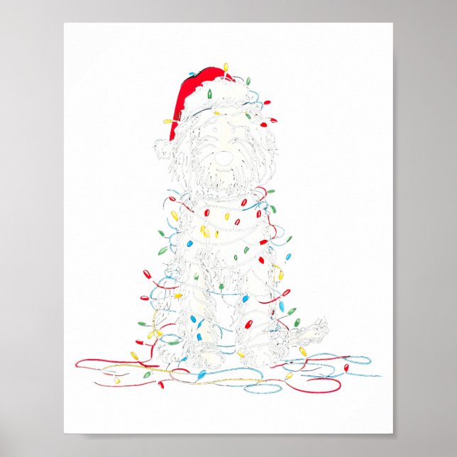 Poster Funny Sheepadoodle Christmas Graphics Dog Lights L (Devant)