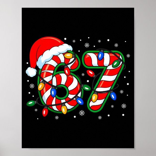 Poster Funny Six Seven 67 Meme 6 7 Christmas Candy Cane B (Devant)