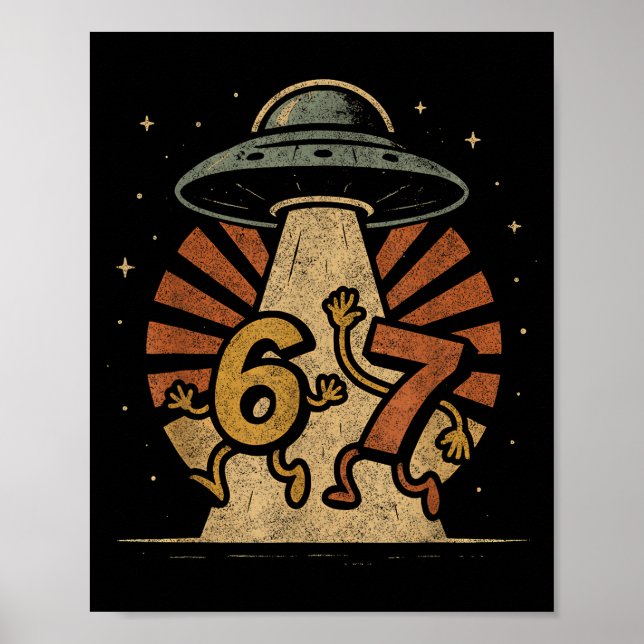 Poster Funny Six Seven 67 Meme Internet Meme Ufo Gen Alph (Devant)