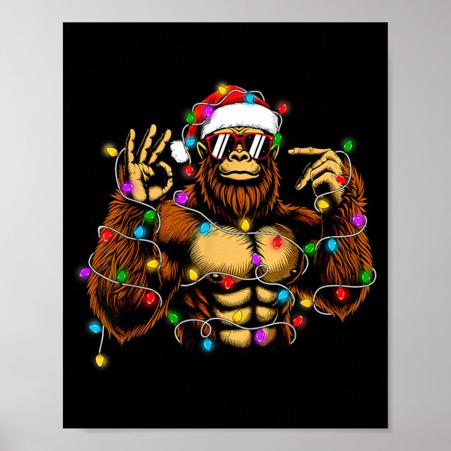 Poster Funny Six Seven 6 7 Meme Bigfoot Christmas Lights  (Devant)
