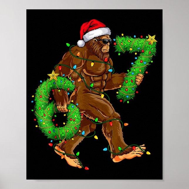 Poster Funny Six Seven 6 7 Meme Bigfoot Christmas Shirts  (Devant)