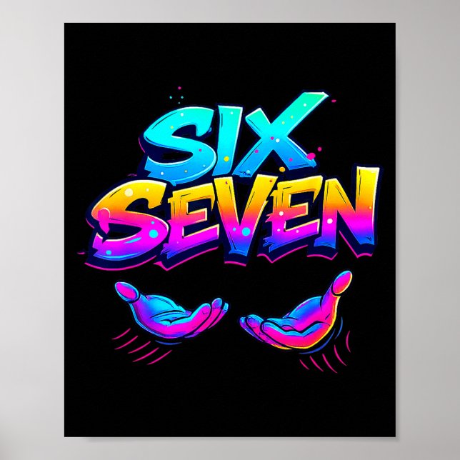 Poster Funny Six Seven Design Graphic 67 6 7 Meme Hands G (Devant)