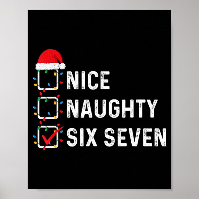 Poster Funny Six Seven Meme 67 Christmas List Nice Naught (Devant)