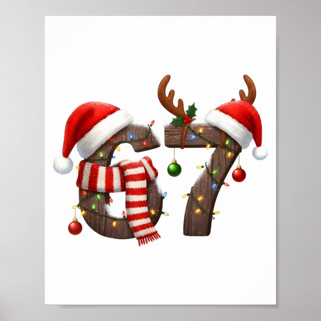 Poster Funny Six Seven Meme 6-7 Xmas 67 Christmas Lights  (Devant)