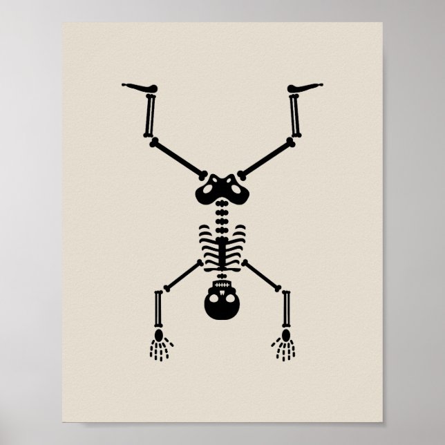 Poster Funny skull doing handstand (Devant)