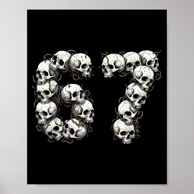 Poster Funny Skulls 6 7 Meme Six Seven Love Halloween  (Devant)