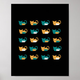 Poster Funny Sleeping Cat Art III