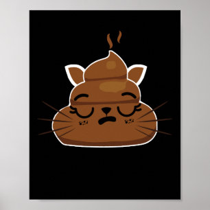 Poster Funny Sleepy Cat Emoji Pajama Poo Emoticon Humor