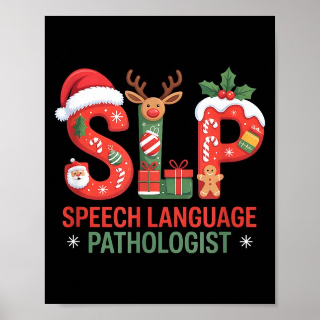 Poster Funny Slp Christmas Speech Language Pathologist Ho (Devant)