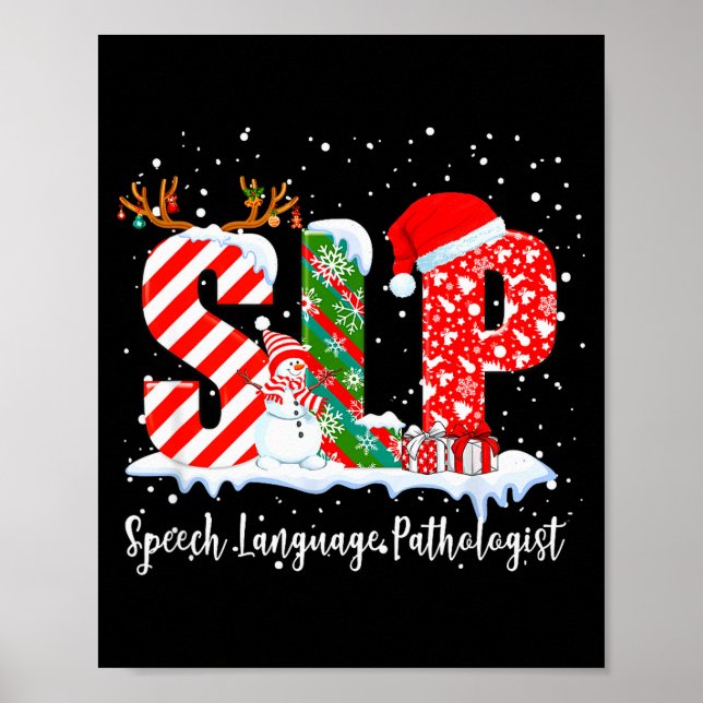 Poster Funny Slp Speech Language Pathologist Santa Christ (Devant)