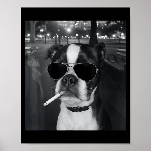 Poster Funny Smoking Dog Meme Cigarette Gen Z Meme Dog Lo (Devant)