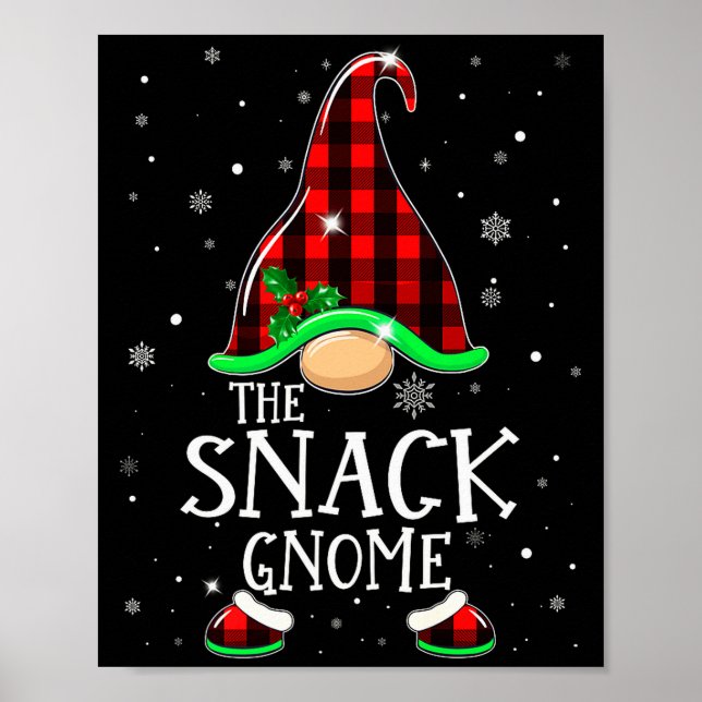 Poster Funny Snack Gnome Buffalo Plaid Matching Christmas (Devant)