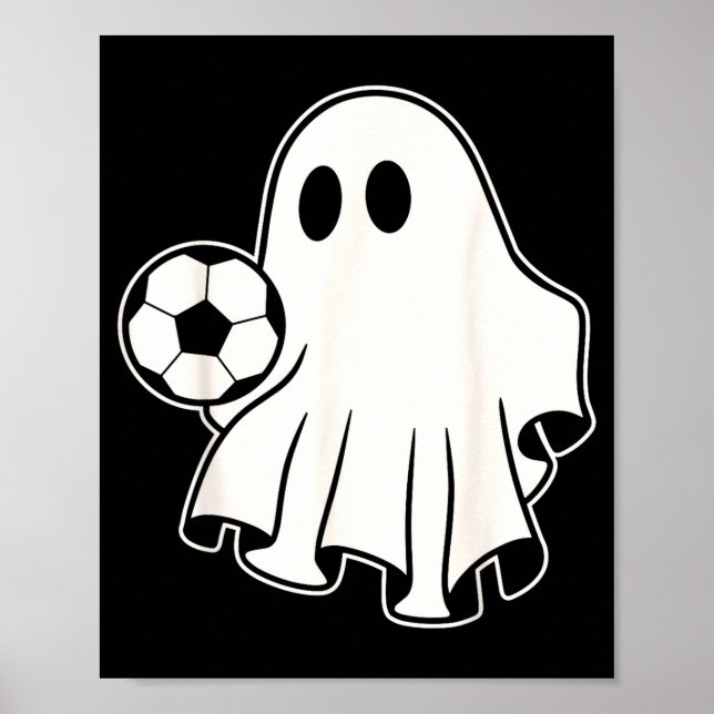 Poster Funny Soccer Ghost Playing Soccer Lovers Halloween (Devant)