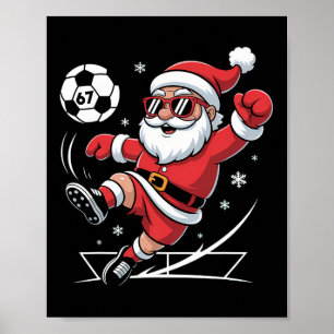 Poster Funny Soccer Santa 67 Mème Noël Xmas Pyjamas
