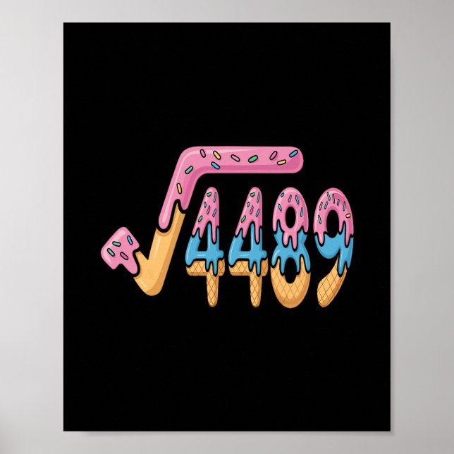 Poster Funny Square Root 4489 Funny 67 Math Ice Cream Mem (Devant)