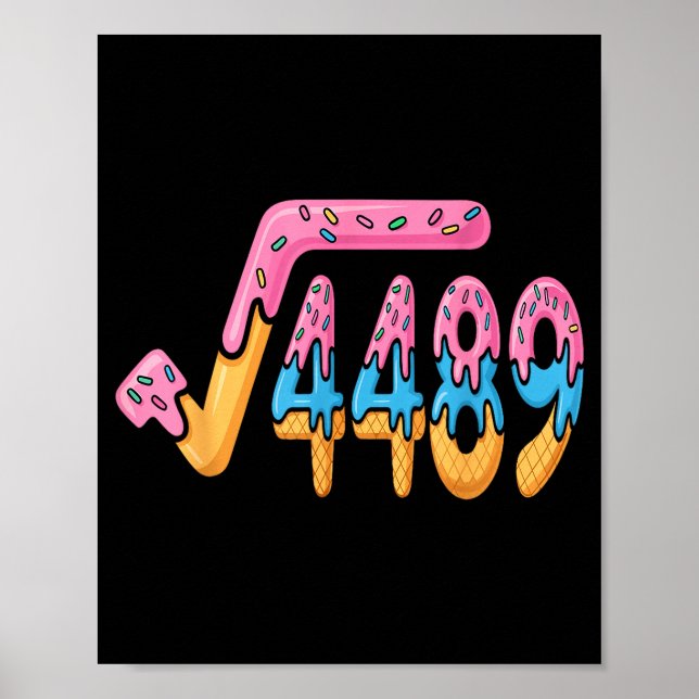 Poster Funny Square Root 4489 Funny 67 Math Ice Cream Mem (Devant)