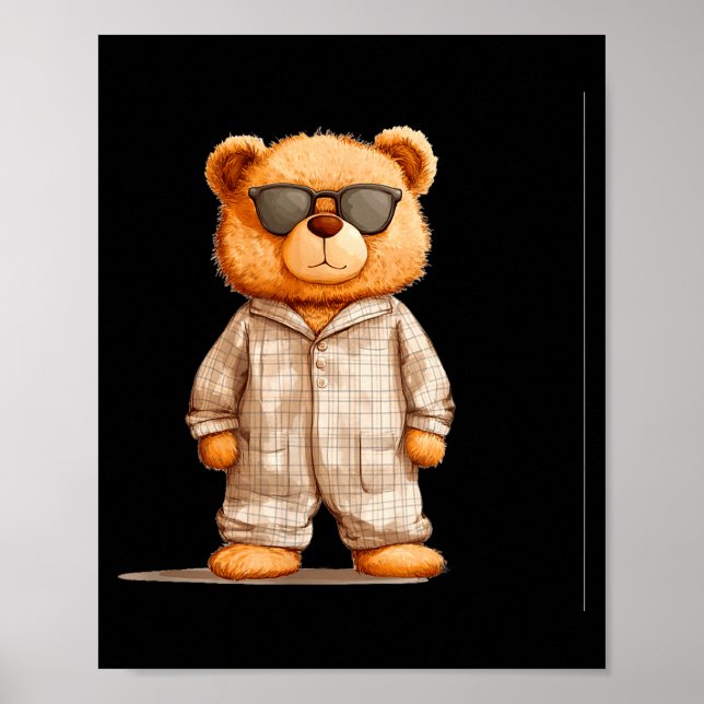 Poster Funny Sungles Teddy Bear In Pajama Costume Design  (Devant)