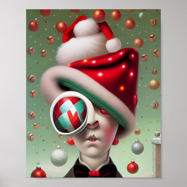Poster Funny Surreal Santa Hat Caractère (Devant)