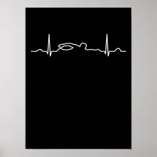 Poster Funny Swimmer Heartbeat Apparel