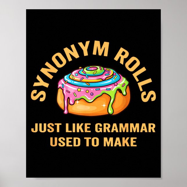 Poster Funny Synonym Rolls Joke Cinnamon Rolls Grammar Pu (Devant)