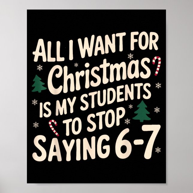 Poster Funny Teacher Christmas Students Saying 6-7 67 Six (Devant)