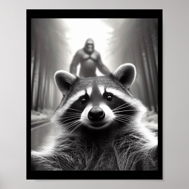 Poster Funny Tee Ed Raccoon Selfie Bigfoot Gift Mens Wome (Devant)