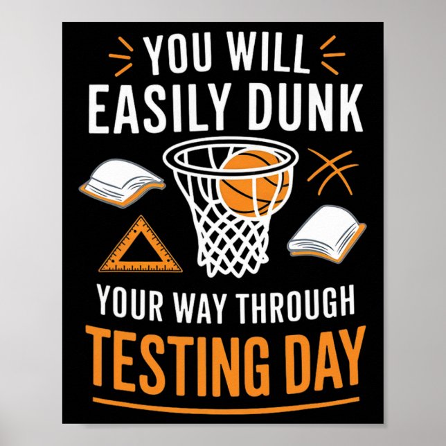 Poster Funny Test Day Teacher Sketll Dunk Testing Day Tea (Devant)