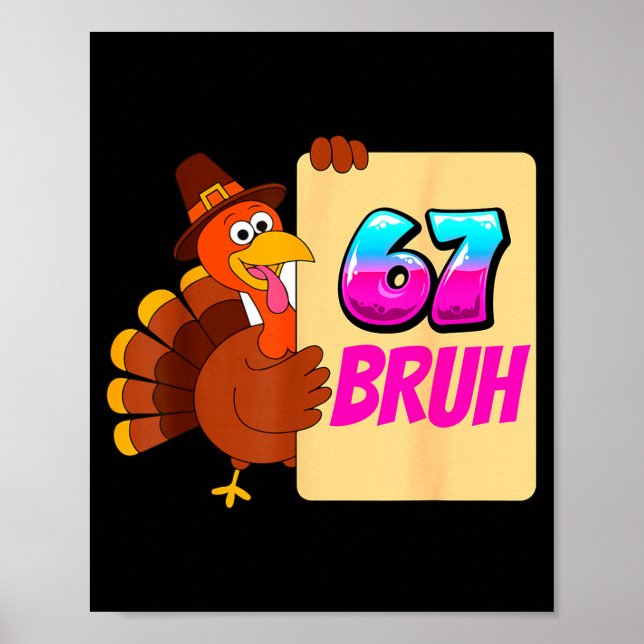 Poster Funny Thanksgiving 67 Baseball Drip Gobble Turkey  (Devant)