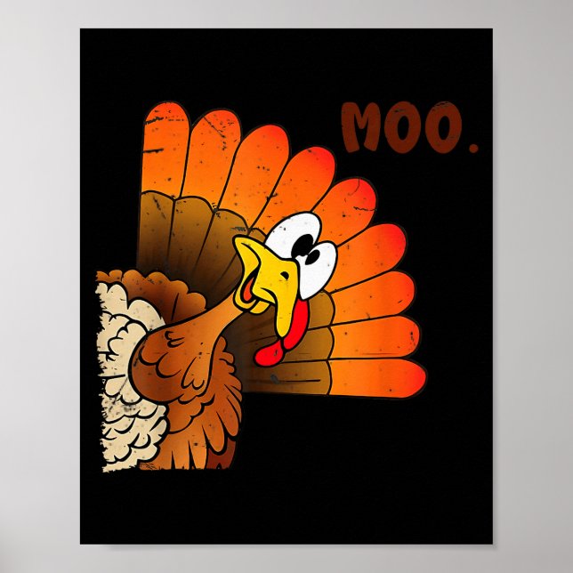 Poster Funny Thanksgiving Cute Turkey Moo I'm A Cow Men W (Devant)