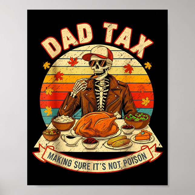 Poster Funny Thanksgiving Dad Tax Skeleton Turkey Day Foo (Devant)