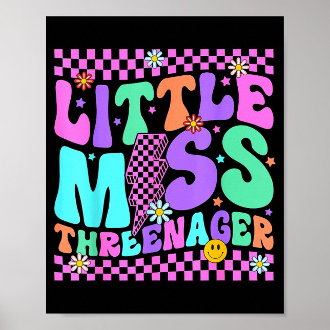 Poster Funny Threenager Happy 3rd Bday Party 3 Years Old  (Devant)