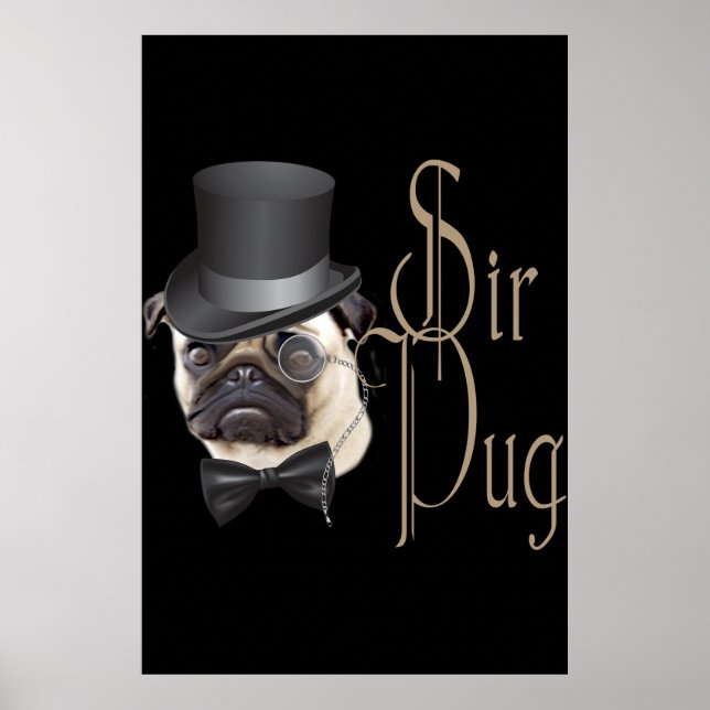Poster Funny Top Hat Monocle Sir Carlin Chien (Devant)
