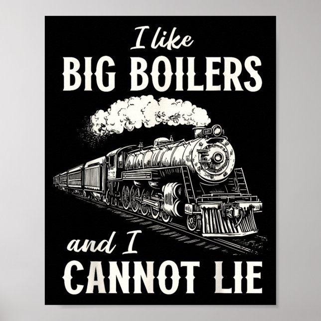Poster Funny Train Big Boilers Steam Locomotive Freight  (Devant)
