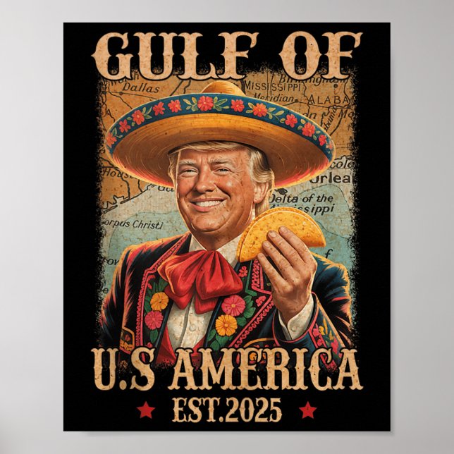 Poster Funny Trump Chemise Amériques Golfe Est 2025 Trump (Devant)
