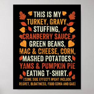 Poster Funny turkey gravy green beans pumpkin