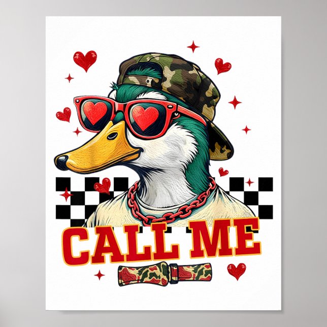 Poster Funny Valentine's Day Boy Duck Hunting Call Me Tod (Devant)