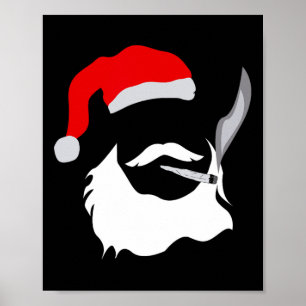 Poster Funny Visage Santa Clause Fumer mauvaises herbes N